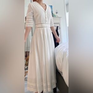 Simple Retro White Midi Dress